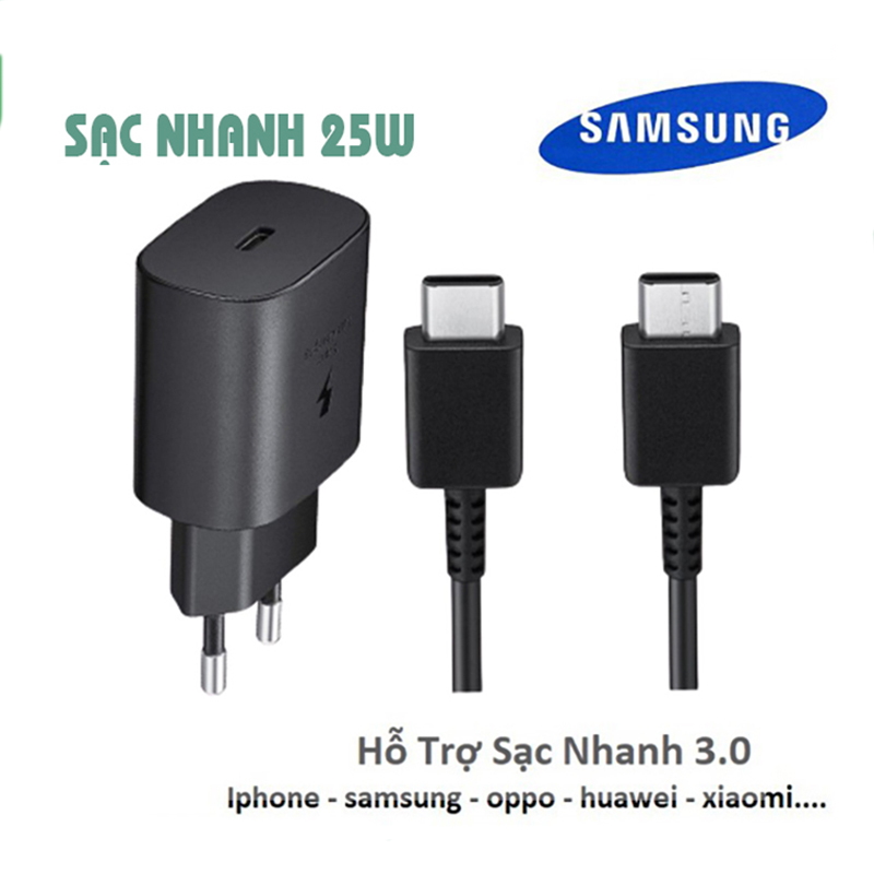 [ FREESHIP ] Bộ sạc nhanh Samsung 25W, Củ sạc nhanh Samsung Cổng Type C cho Samsung Note 10 Note 20 A71 A70 A80 A90 S20 S20+ S20 Ultra