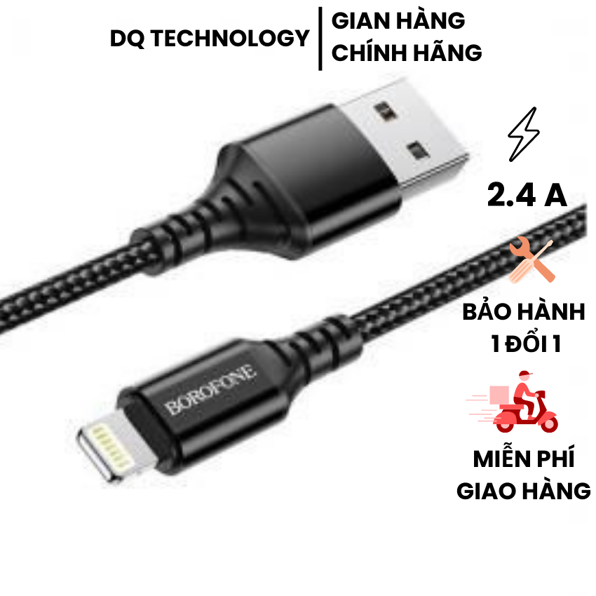 Cáp sạc iphone chính hãng Borofone tốc độ truyền dữ liệu 480Mbps USB to lightning