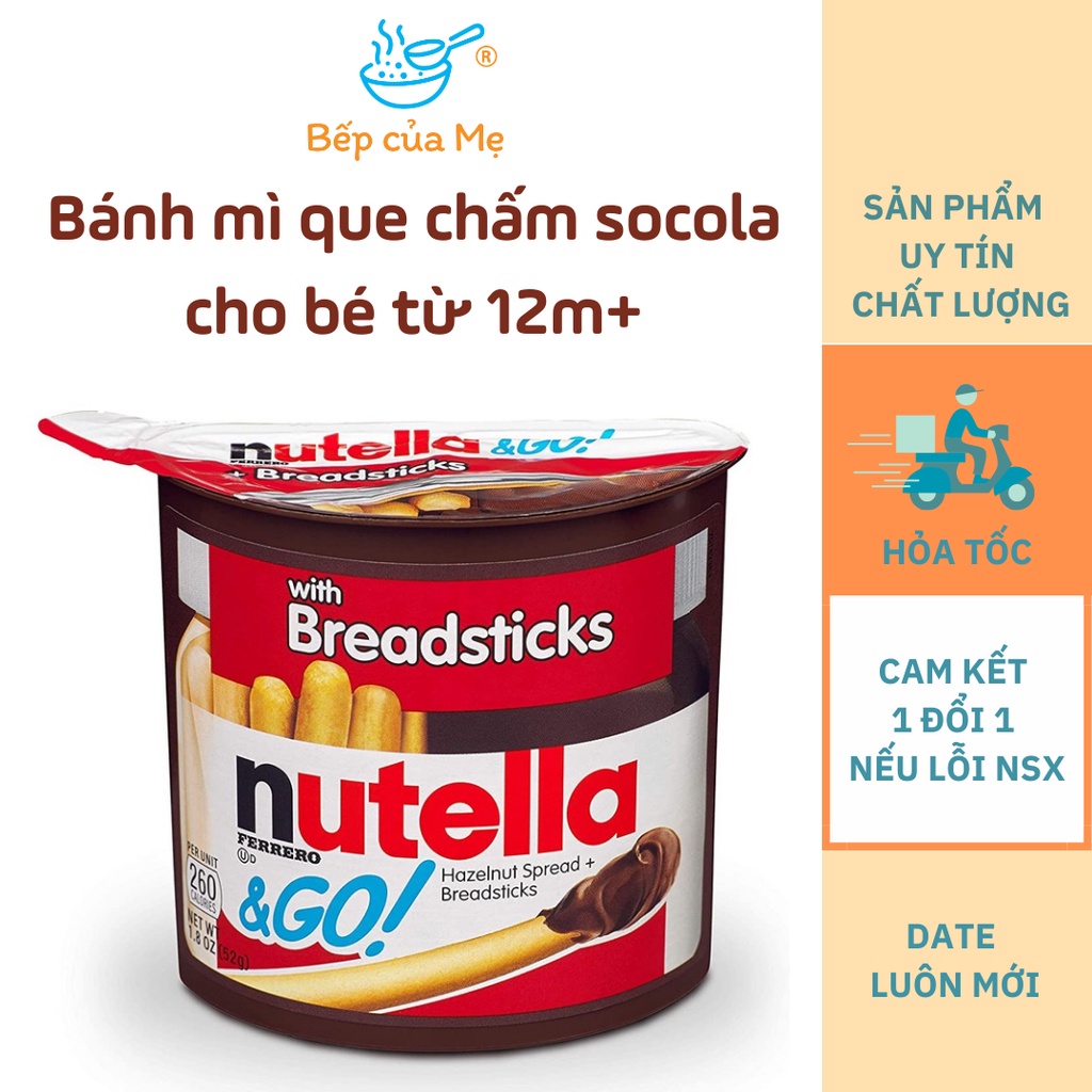 Bánh mì que chấm sốt socola hạt dẻ ăn dặm cho bé từ 12m+ Nutella của Đức, Shop Bếp Của Mẹ.