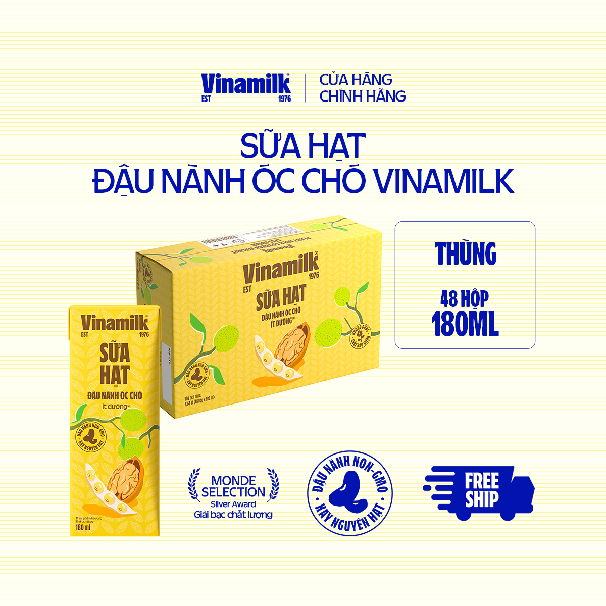 Thùng 48 hộp Sữa đậu nành Vinamilk hạt Óc chó