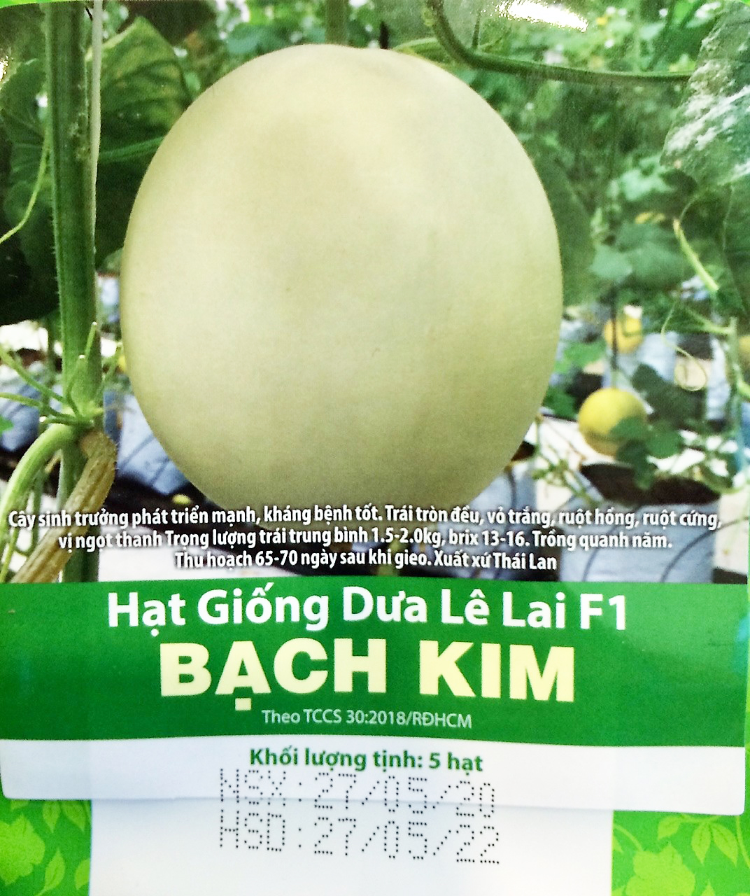 [HCM]Hạt giống F1 Dưa Bạch Kim Thái Lan  gói 5 hạt  .