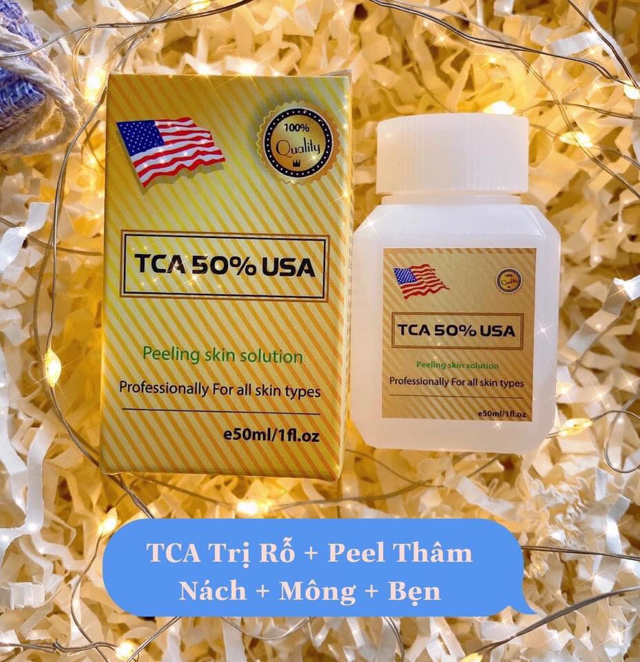Peel da TCA 50% Đặc Trị Sẹo Rỗ, đánh bay Mụn, Hết thâm, nám, lỗ chân lông to, da dầu, rạn, sẹo lồi, Làm Hồng Ti, Hết Thâm Bẹn Nách, làm trắng mịn da