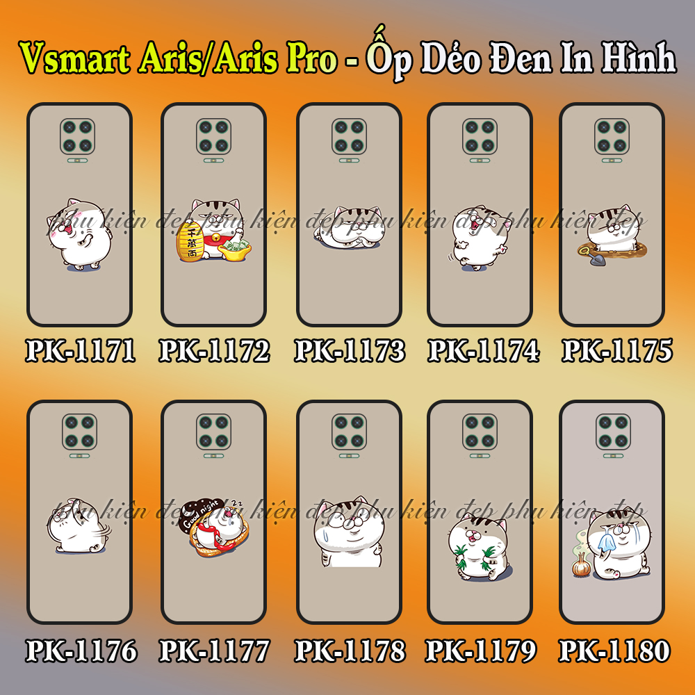 [HCM]Ốp lưng Vsmart Aris/ Aris Pro dẻo đen in hình Chú mèo con cute
