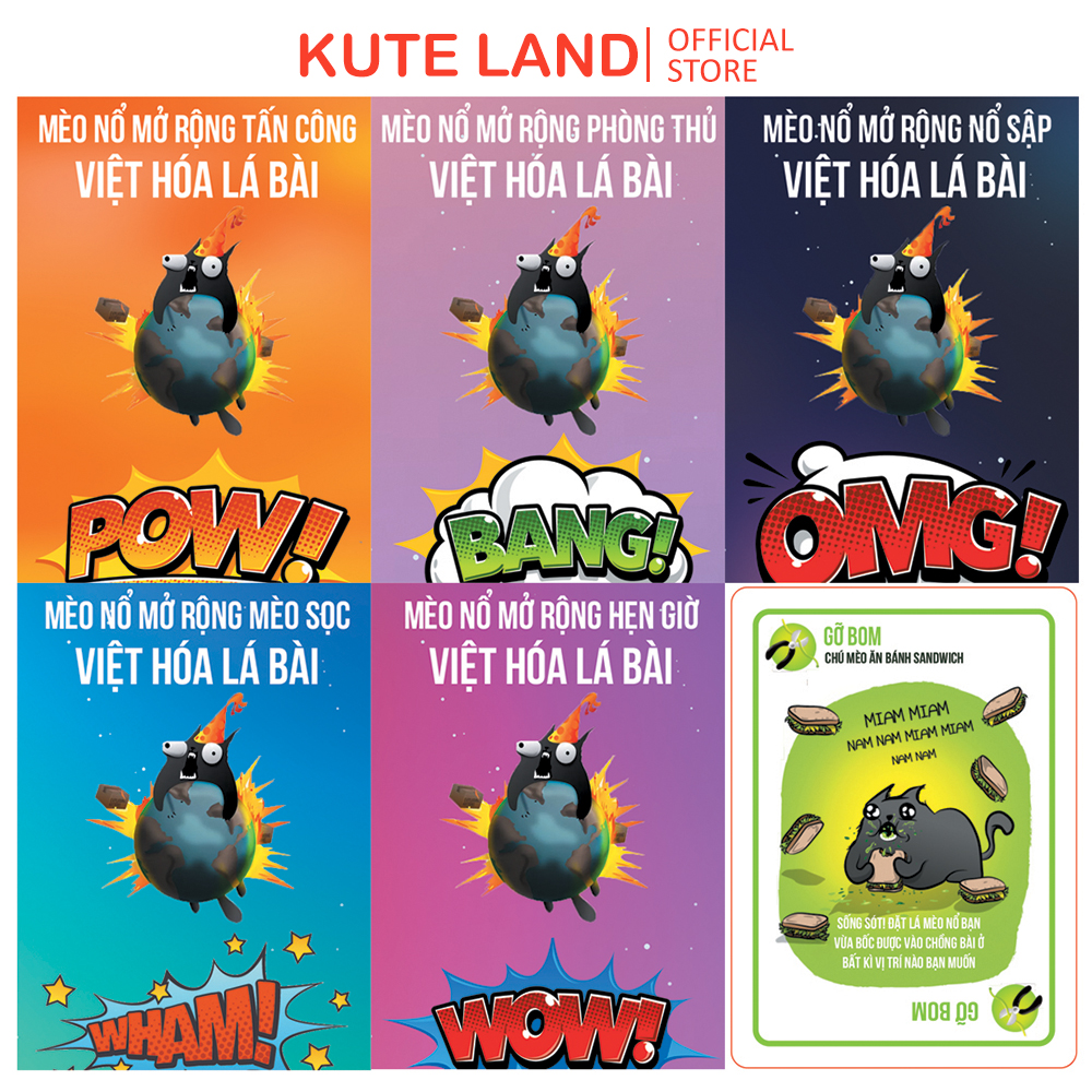 Combo 05 Bộ Mở Rộng Mèo Nổ Board Game Bản Đẹp Việt Hóa Lá Bài