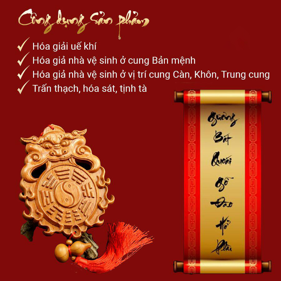 Gương Bát Quái Hổ Phù Gỗ Đào - Hóa Sát Nhà Vệ Sinh Đặt Sai - Hóa Giải Xung Khí Nhà Vệ Sinh - Sửa Lỗi Phong Thủy Nhà  Vệ Sinh - Hóa Giải Bệnh Tật Do Nhà Vệ Sinh Gây Ra - Tấn Tài Tấn Lộc