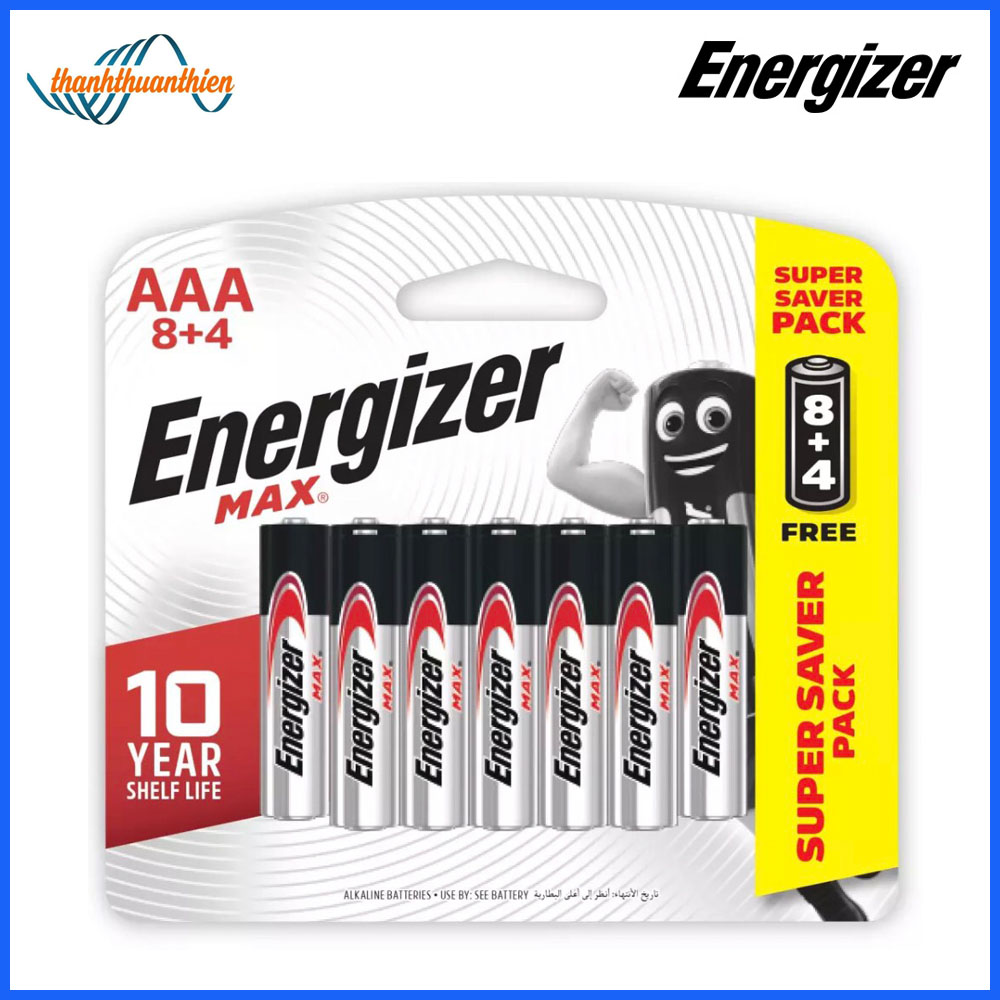 [HCM]Pin Energizer Alkaline Max AAA E92 8 tặng 4