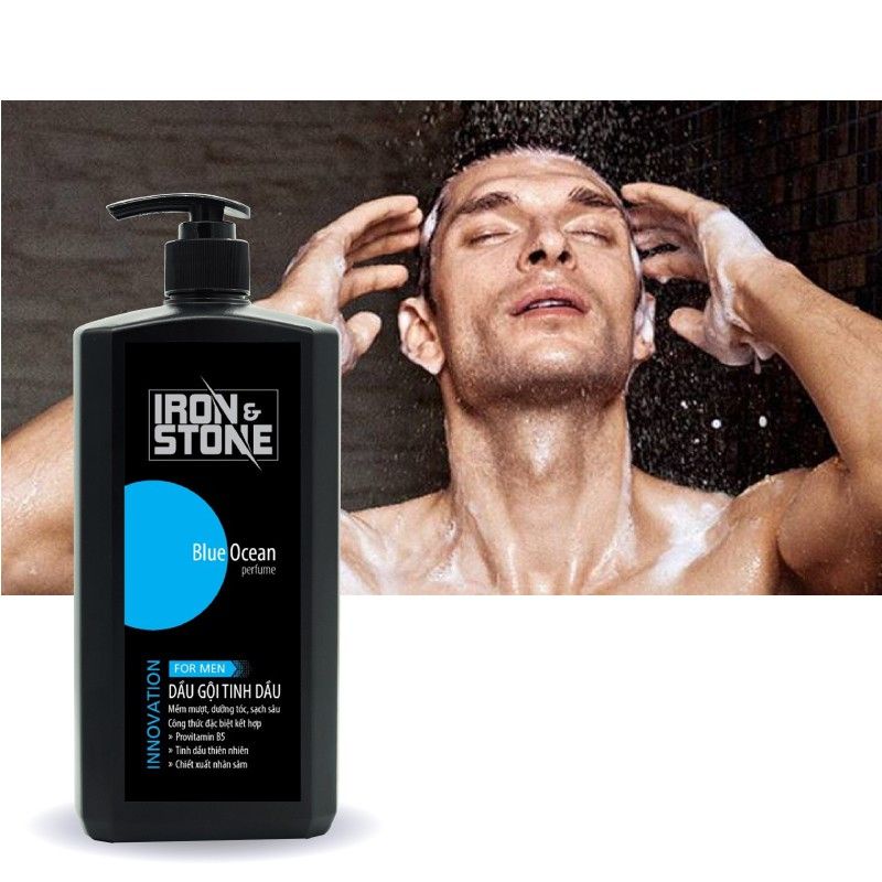 180g - dầu gội tinh dầu hương nước hoa blue ocean iron&stone - xanh