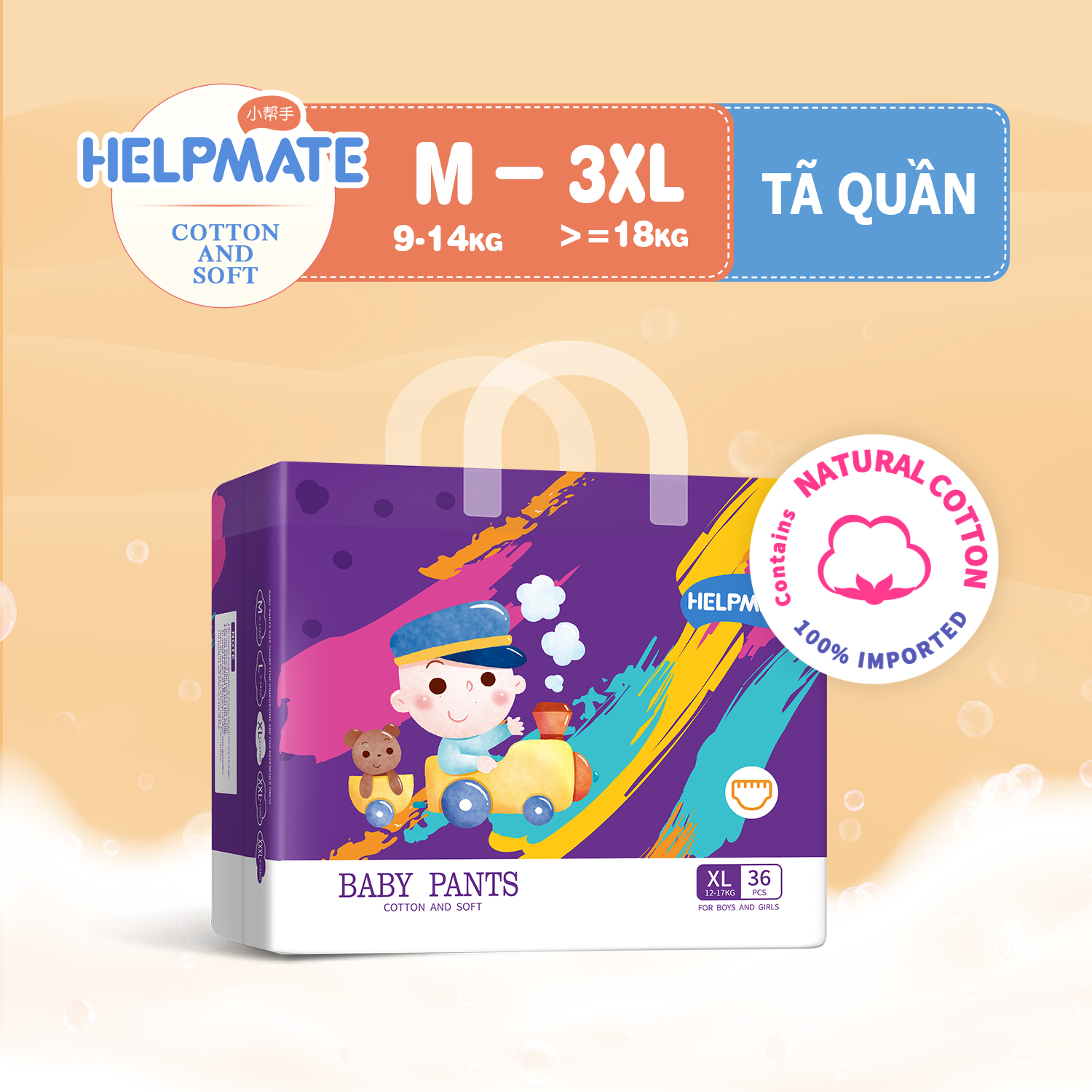 Tã bỉm quần helpmate cho bé đủ size m42/l38/xl36/xxl32/xxxl30