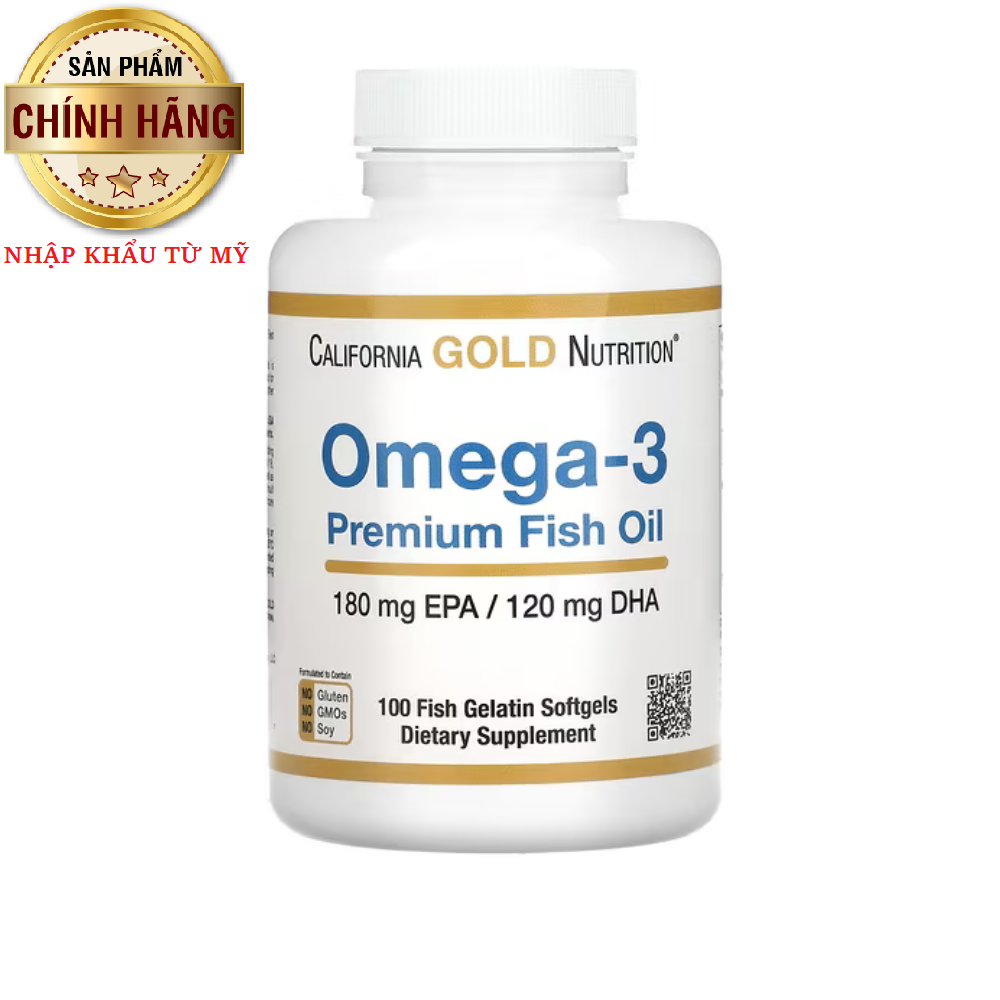 Bổ sung Omega-3, California Gold Nutrition, Omega-3 Premium Fish Oil, 100 Fish Gelatin Softgels