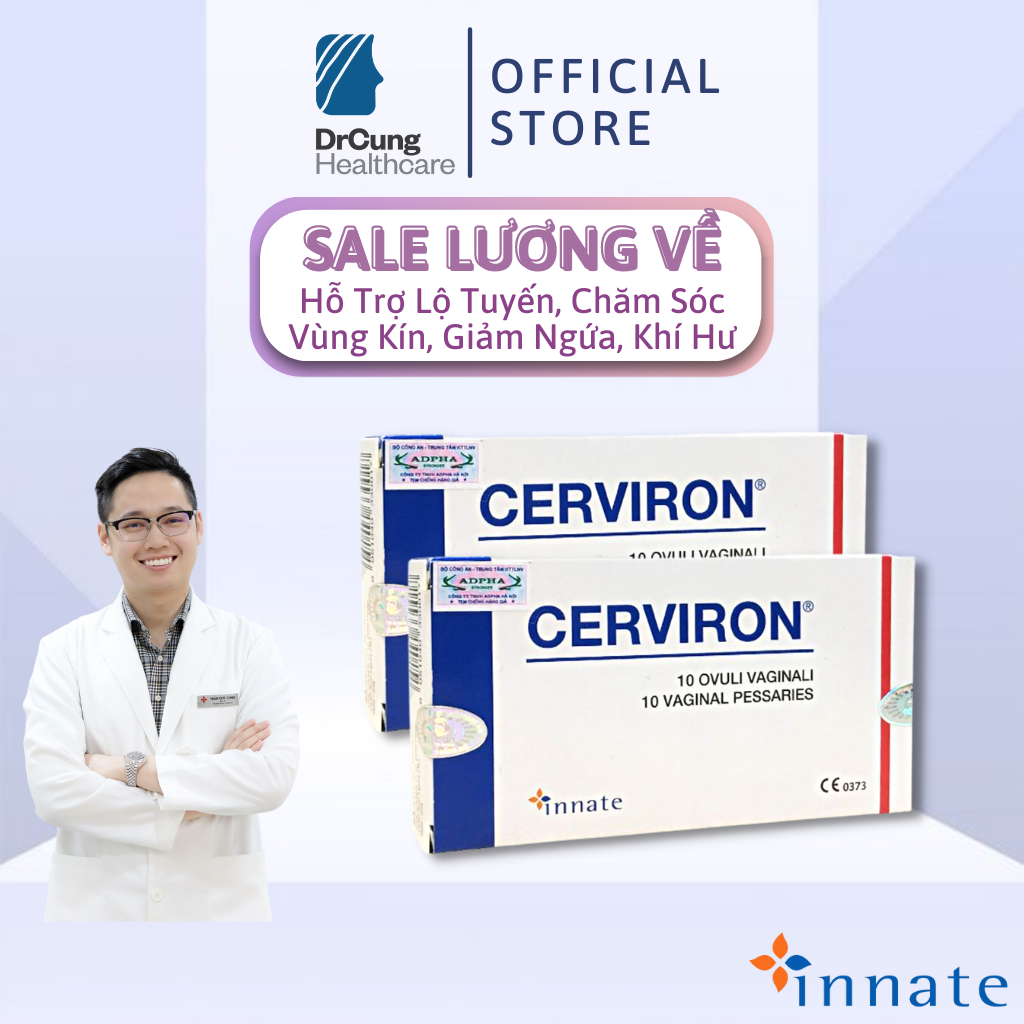 Cerviron - Hỗ Trợ Lộ Tuyến, Giảm Khí Hư, Vệ Sinh Vùng Kín (Hộp 10 Viên) [Chính Hãng]