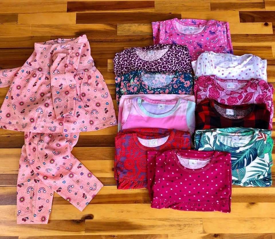 [giá sỉ ] COMBO 3 bộ BABY DOLL dài tay dành cho bé gái  chất cotton ( 6 - 21 kg )