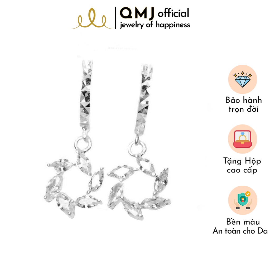 QMJ Bông tai bạc hoa xoáy nạm đá phale lấp lánh, thiết kế tinh tế phù hợp với các cô nàng yêu thích thời trang nữ đẹp - QKL2861