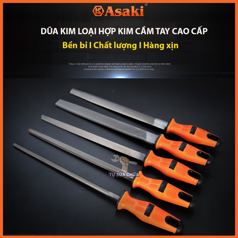 Dũa mài kim loại hợp kim đa năng tay cầm TPR cao cấp chính hãng ASAKI 200-250mm hình tròn, bán nguyệt, tam giác, vuông, dẹt - HÀNG XỊN