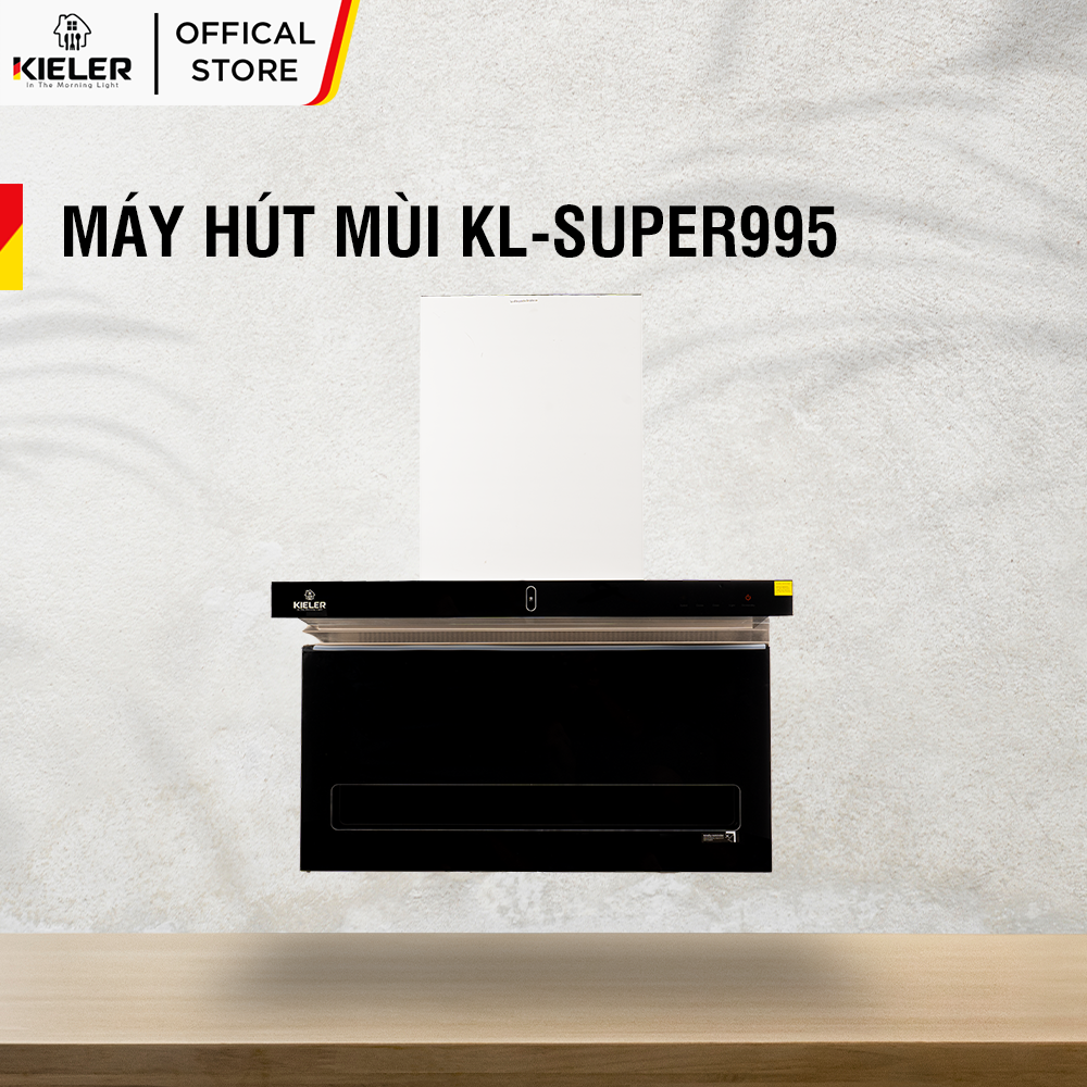 Máy hút mùi KIELER KL-SUPER995 công suất hút cao, không gây tiếng ồn, kiểu vát kính sang trọng, điều khiển bằng cử chỉ