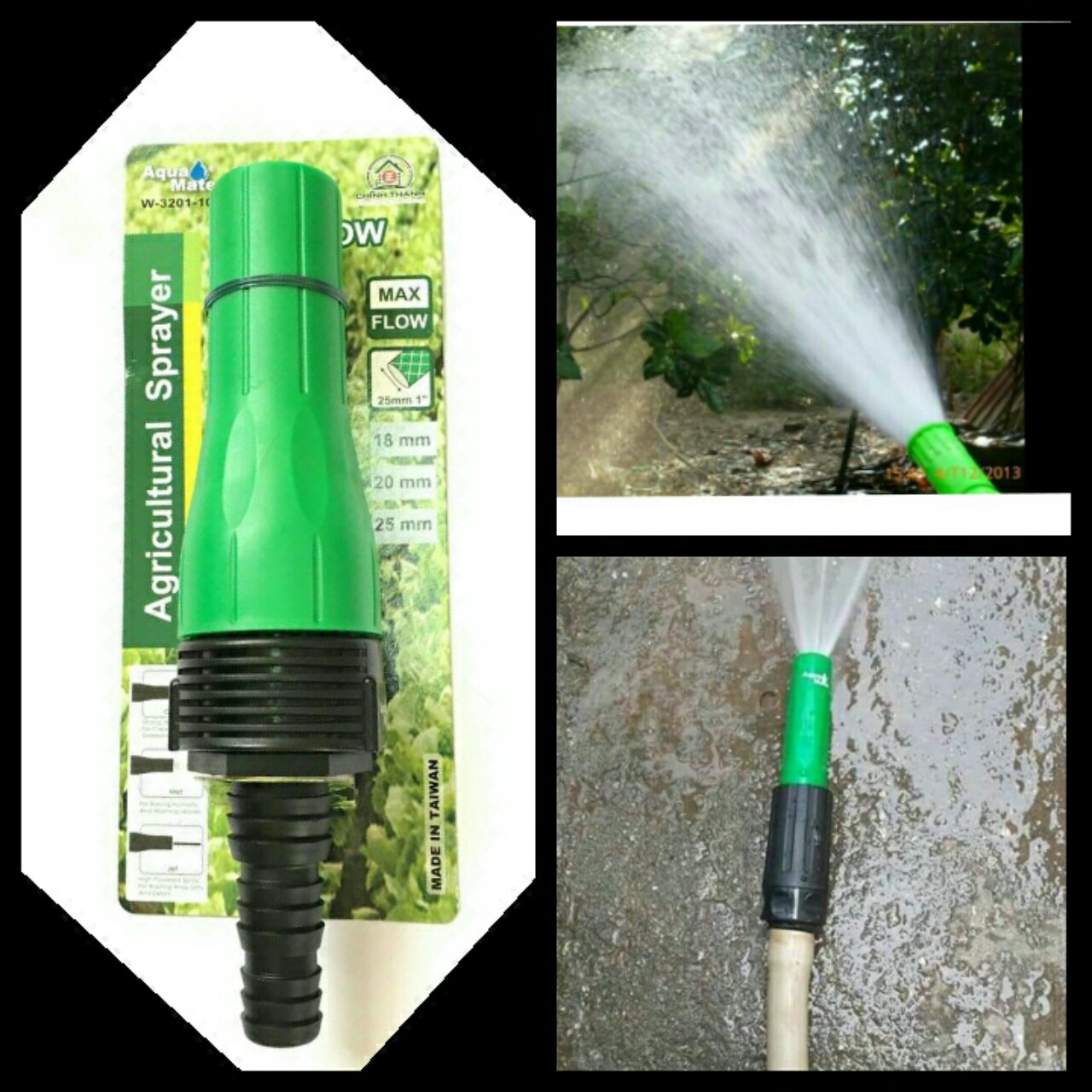 Đầu vòi tưới cây tự động tăng áp AQUA MATE đủ size, xuất xứ Đài Loan