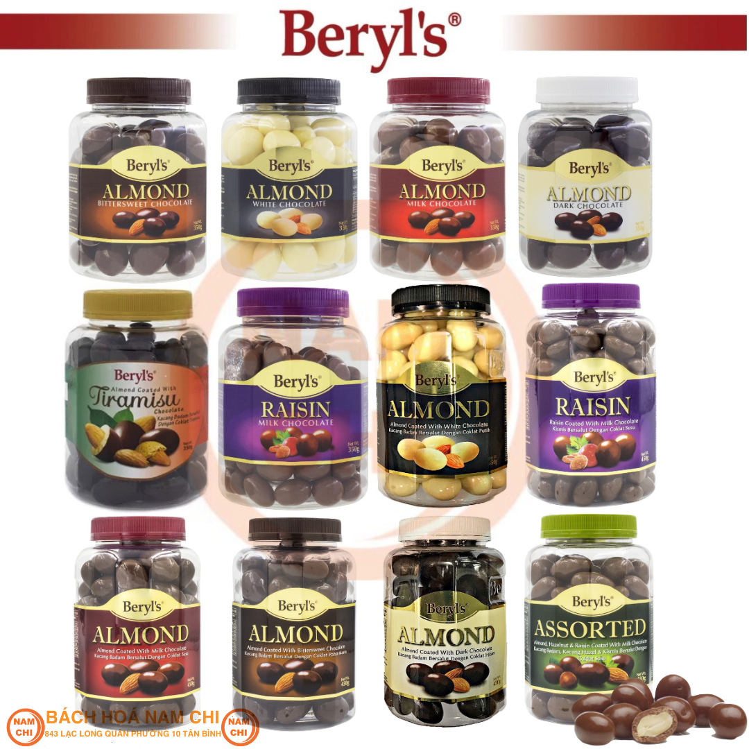 [12 LOẠI] SOCOLA CHOCOLATE BERYL'S NHÂN HẠNH NHO RAISINS HẠT DẺ HŨ 350G 450G ĂN SIÊU NGON QUÀ TẾT SANG TRỌNG Ý NGHĨA