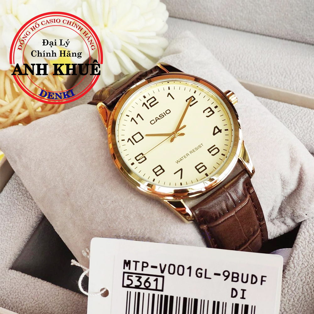 Đồng hồ nam dây da casio mtp-v001gl-9budf standard ahh khuê