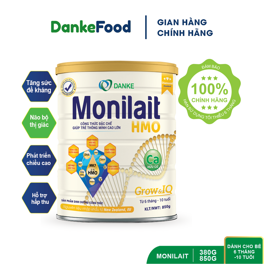Sữa Monilait Grow & IQ 850g - Phát triển trí não, chiều cao cho bé