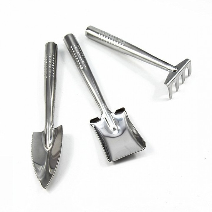 Bộ dụng cụ làm vườn mini 3 món bằng thép không gỉ -dc3389