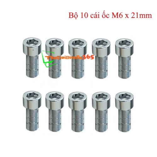 Bộ 10 Ốc Bu Lông Lục Giác Chìm M6 21MM Đầu Trụ Inox