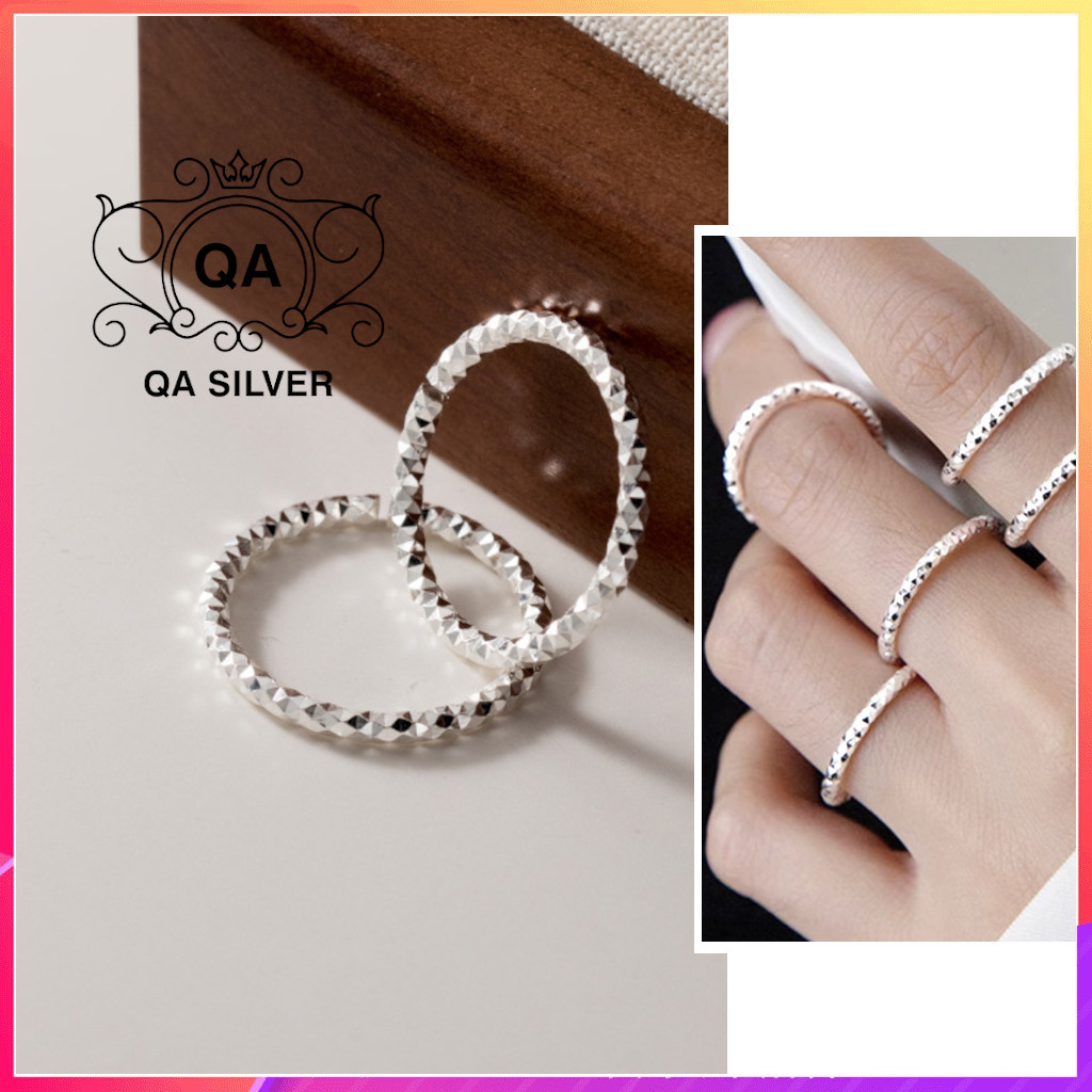 Nhẫn bạc 925 xoắn giác cắt tối giản nam nữ S925 MINIMAL QA SILVER Ring RI240302