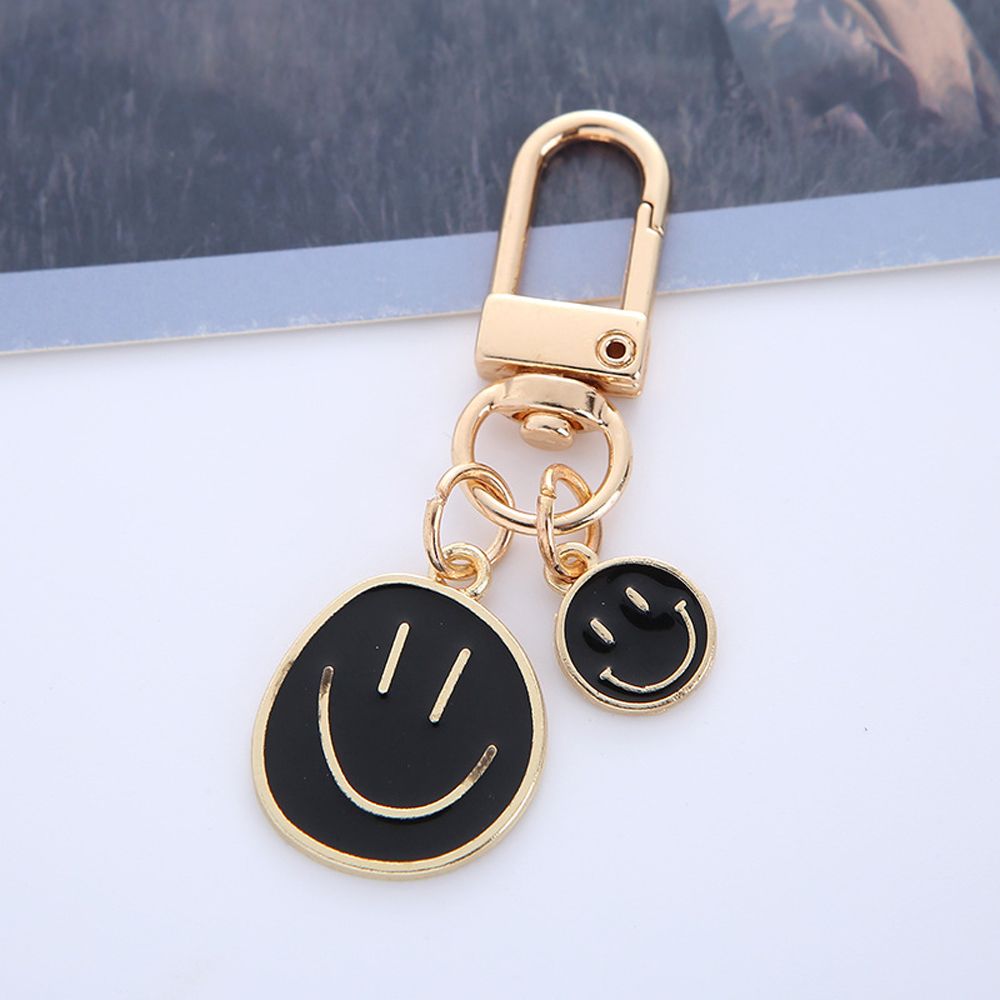 3Pcs Alloy Painted Face Keychain Gold Irregular Expression Keychain Bag  Pendant Accessories (Color Random)