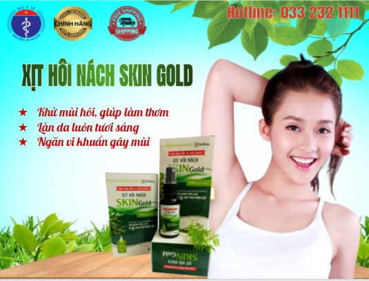 Xịt khử mùi thảo dược SKIN Gold 30ml (khử mùi hôi nách) làm sáng da, hương thơm nhẹ, thích hợp với mọi loại da-