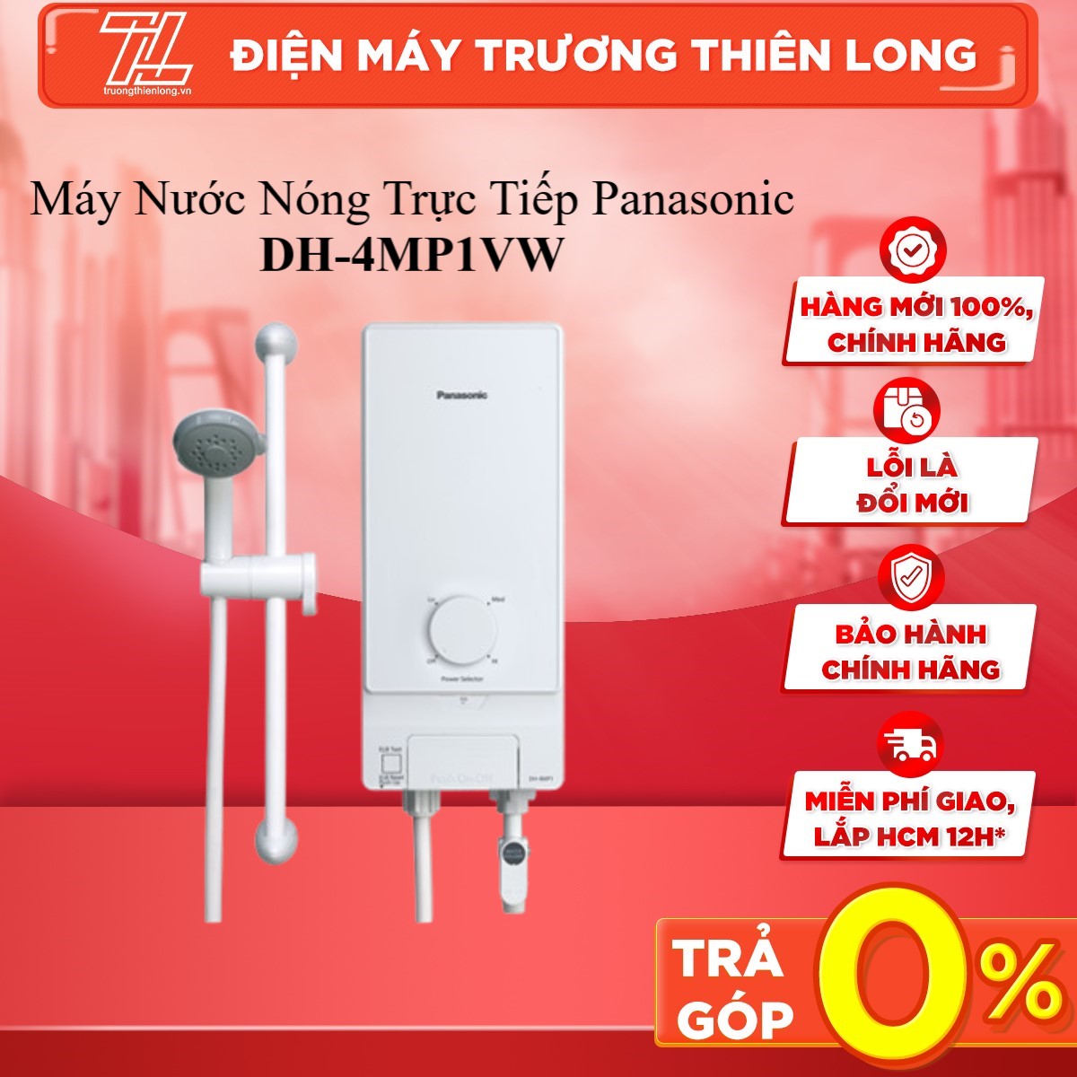 Máy nước nóng Panasonic DH-4MP1VW 4.5 kW - TRẢ GÓP 0% - GIAO TOÀN QUỐC - NGOÀI HCM TÍNH PHÍ