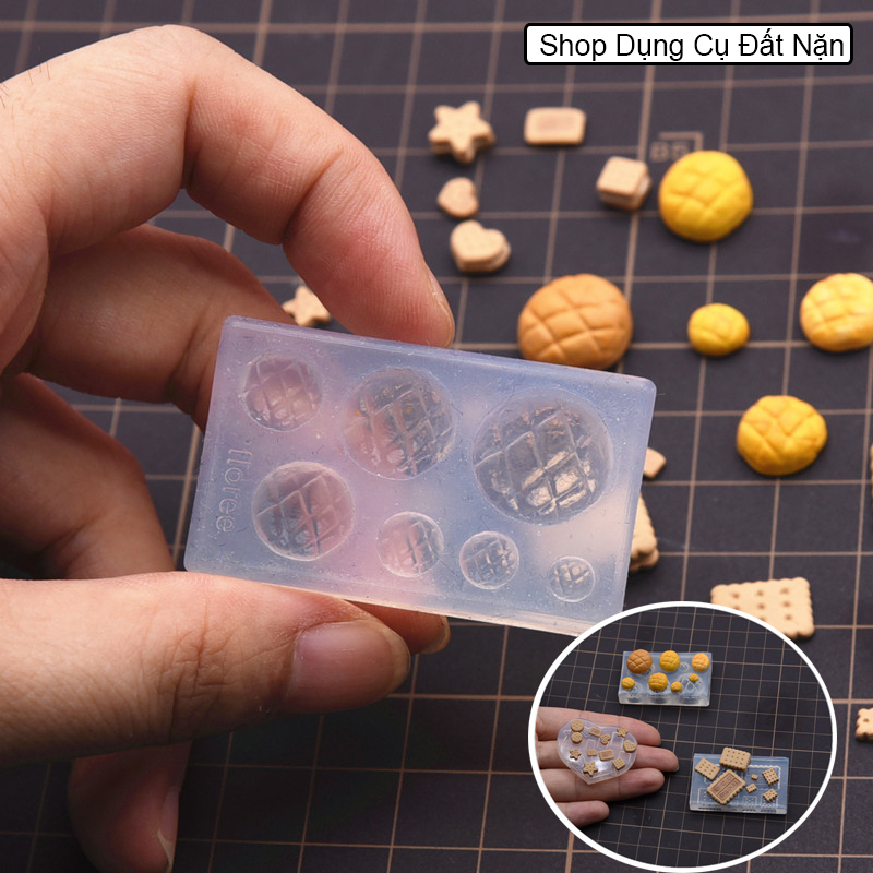 Khuôn silicon mini mô hình bánh mì làm tạo hình đất sét, resin