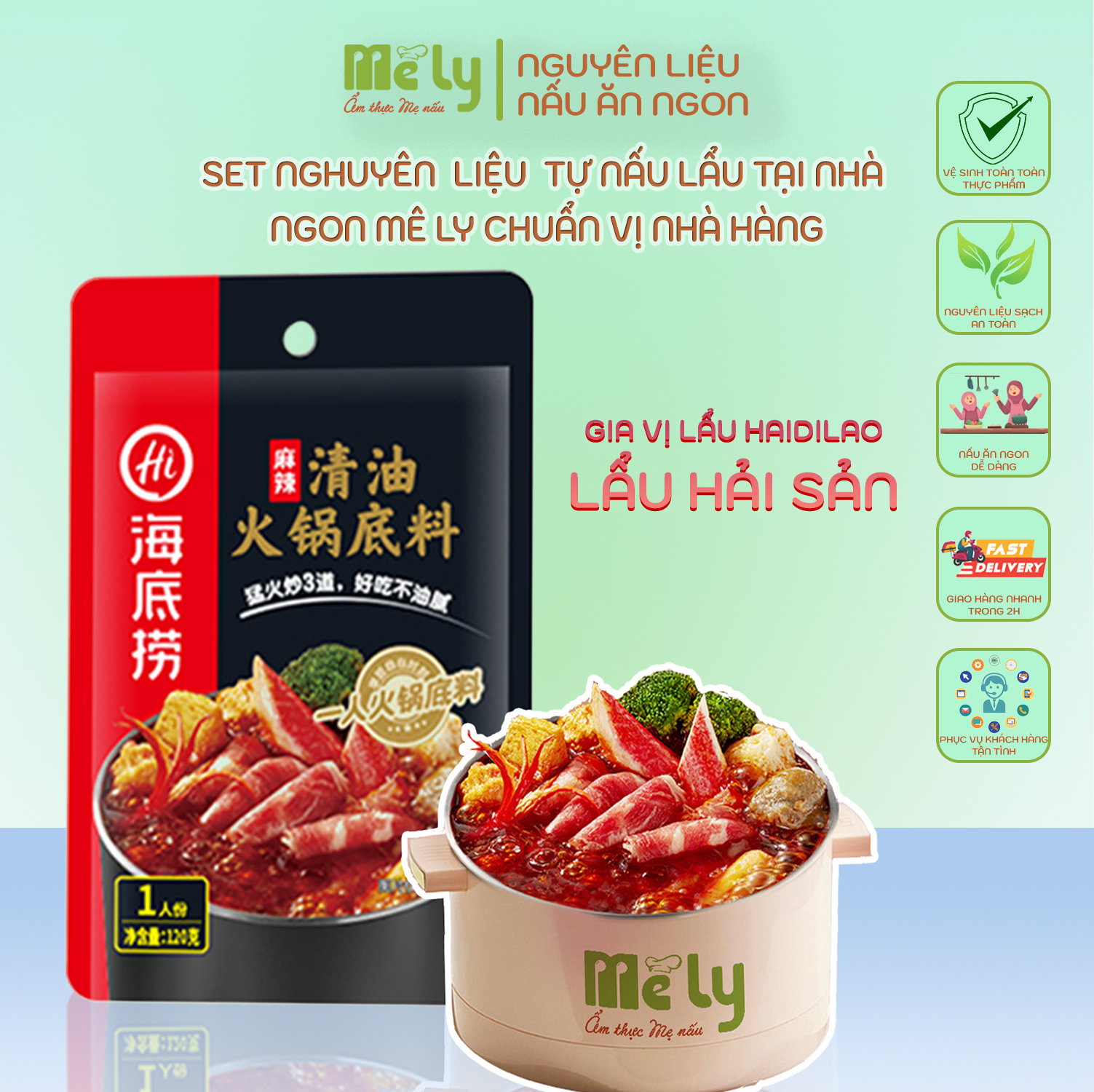 Gia Vị Lẩu Haidilao vị nấm- Cốt Lẩu Tứ Xuyên- set nguyên liệu tự nấu lẩu tại nhà-Mê Ly_ẩm thực Mẹ nấu