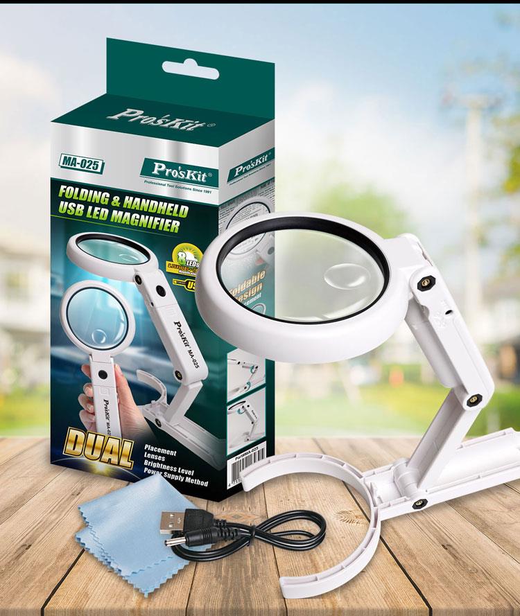 Kính lúp cầm tay hoặc để bàn Pro'skit MA-025