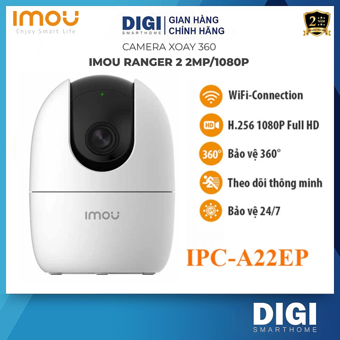 Camera wifi imou a22ep 2mp, full hd 1080p, xoay 360 độ - đàm thoại 2 chiều, phát hiện chuyển động - digi smart home