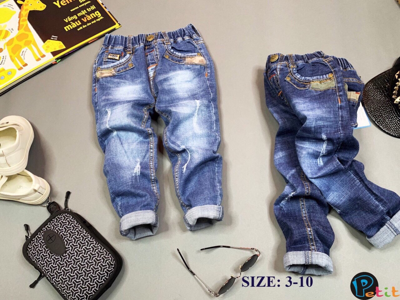 Quần jean dài bé trai, chất jean ao cấp, size 10-25kg.