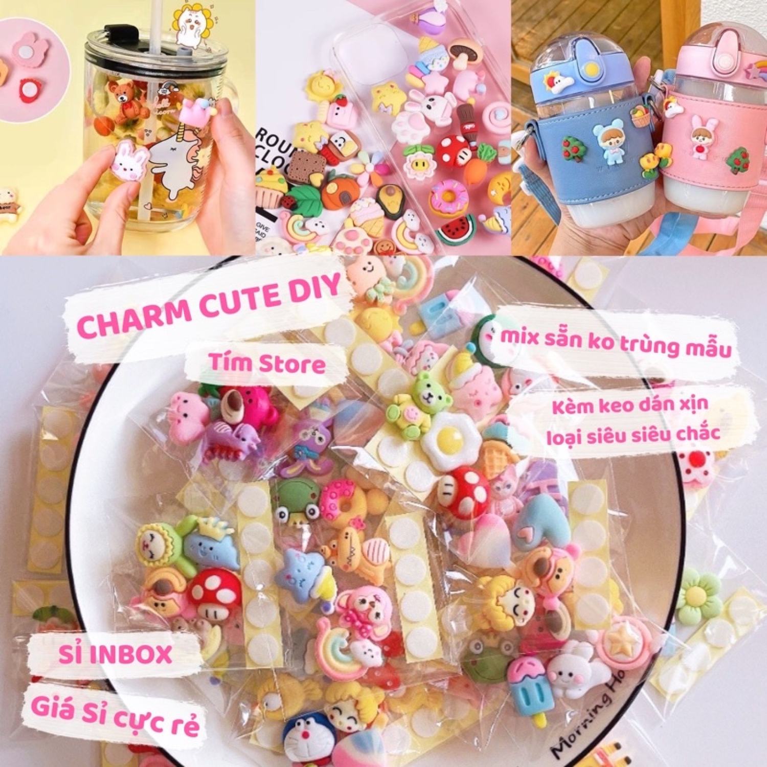 {Tím.Store} SET CHARM ICON, STICKER 3D SLIME CÓ KEO DÁN TRANG TRÍ ỐP ĐIỆN THOẠI, BÌNH NƯỚC DECOR DIY HANDMADE XINH XẮN GIÁ RẺ