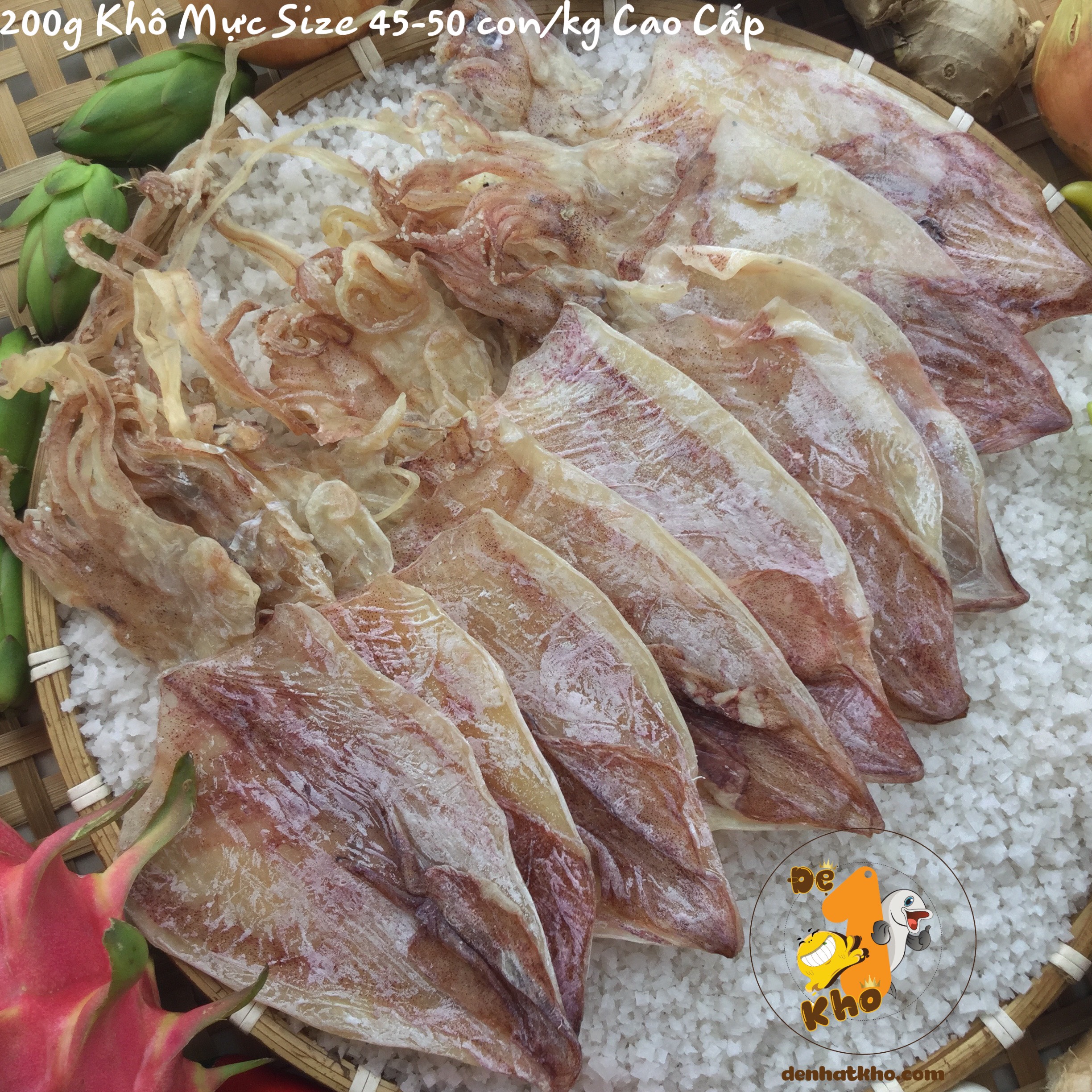 Khô Mực 100g Đệ Nhất Khô, Khô Mực Nguyên Con Vừa 40-50 con/kg,Mực Khô Câu Chất Lượng Cao Xuất Khẩu, Thịt Dày Thơm Ngọt Trắng Hồng Phấn, Đặc Sản Phan Thiết