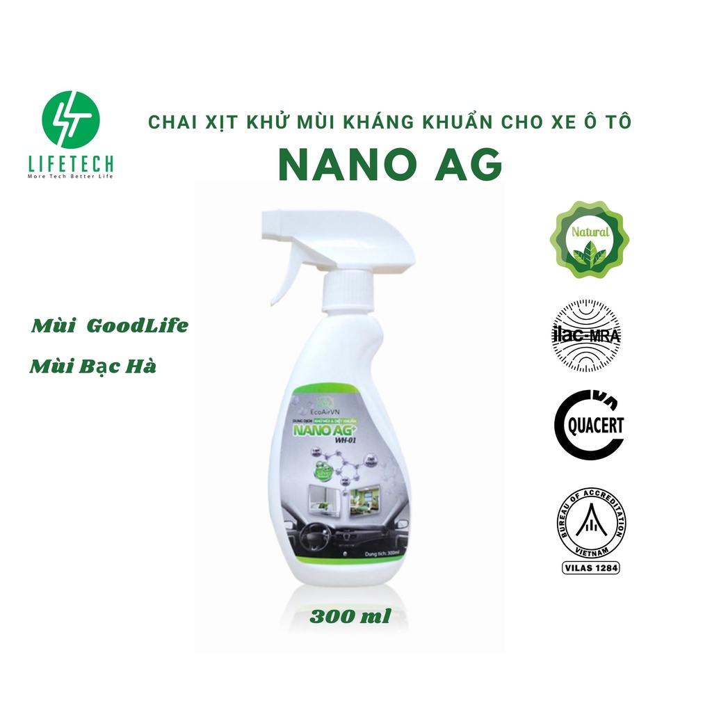 Chai xịt khử mùi và làm sạch không khí nano bạc 300 ml EcoAir VN