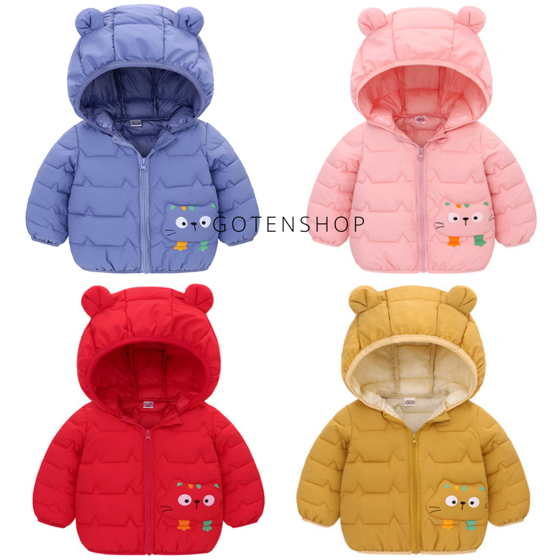 Áo phao cho bé, áo phao siêu nhẹ lông cừu, áo khoác trẻ em mũ tai gấu dễ thương cho bé trai bé gái hàng quảng châu size từ 6-22kg