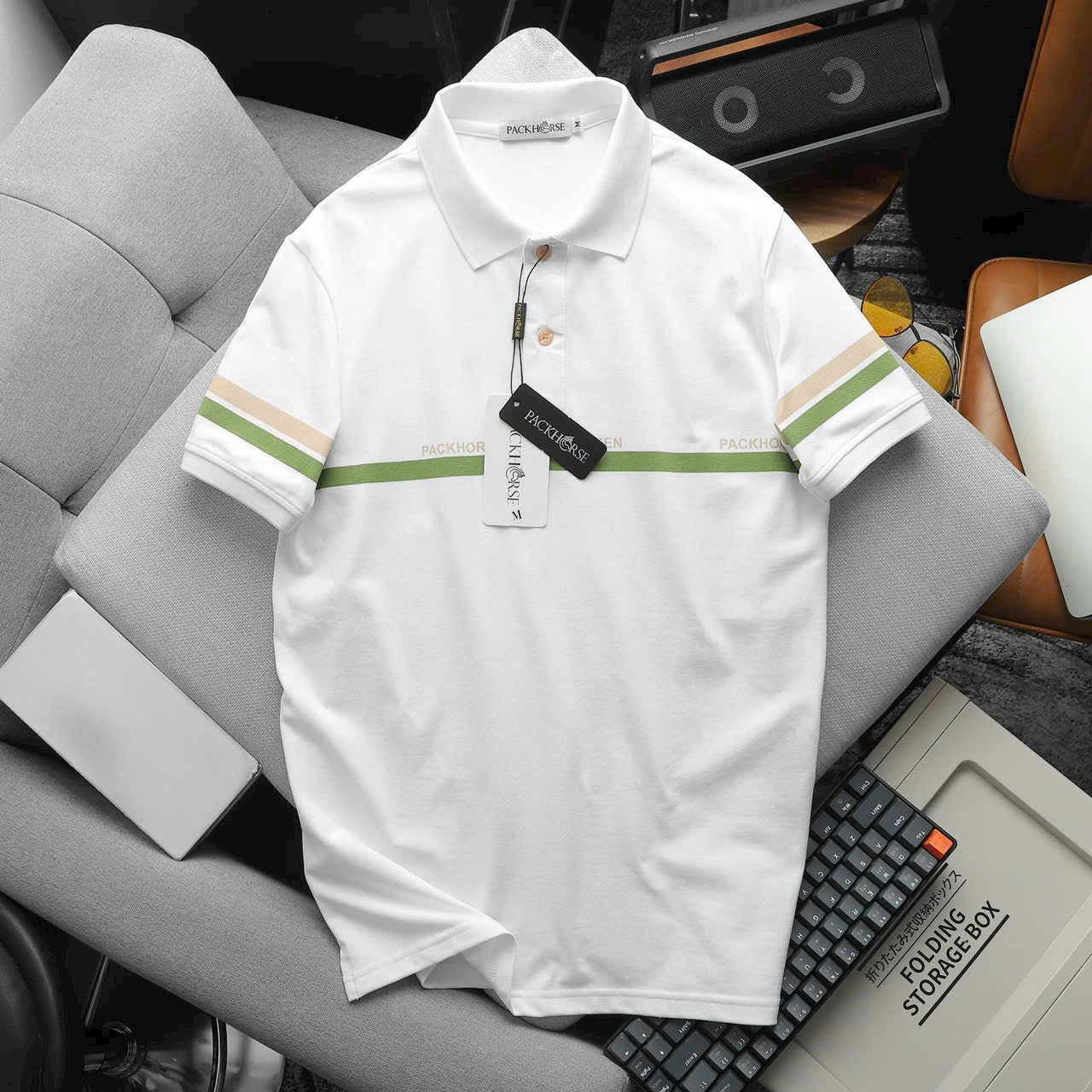 Áo thun polo nam cá sấu có cổ phối sọc ngang cao cấp Nexx&Dee -PL06