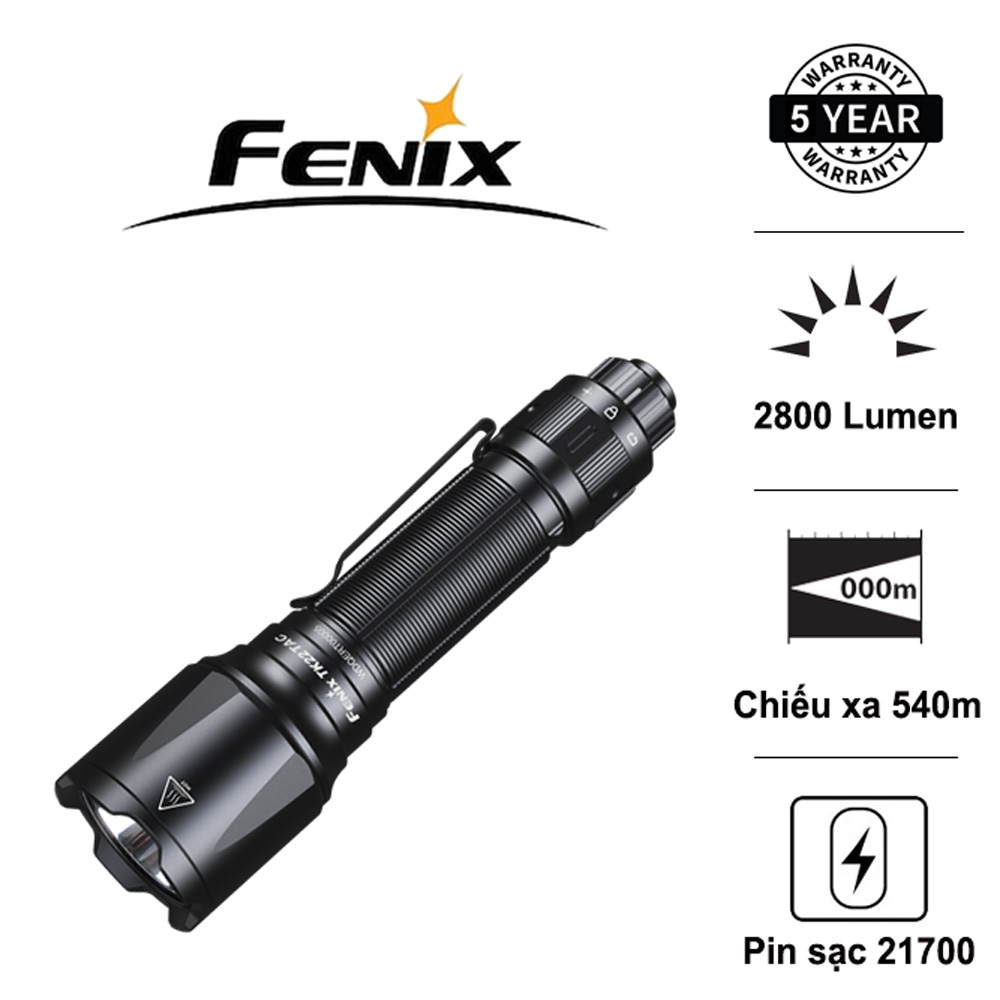 Đèn pin FENIX TK22 TAC sáng 2800lm chiếu xa 540m LED Luminus SFT70 công