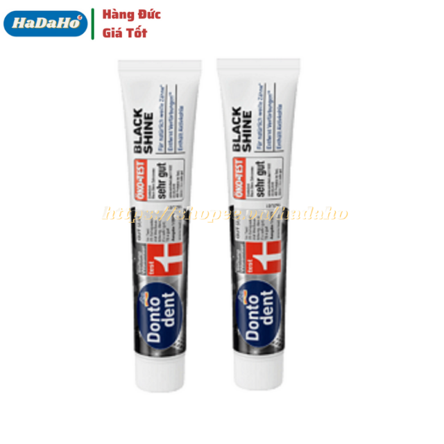 [HÀNG ĐỨC] Kem đánh răng từ than hoạt tính dontodent, Kem đánh răng Dontodent Black Shine ( 75 ml) Kem đánh răng Double Pack Vegan kem đánh răng của Đức, đem lại hàm răng trắng bóng, hơi thở thơm mát