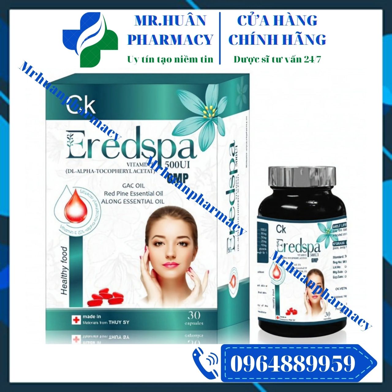 Vitamin E Đỏ 500UI CK Eredspa của Thụy Sỹ - Giúp thúc đẩy quá trình tái tạo da, ngăn ngừa lão hóa