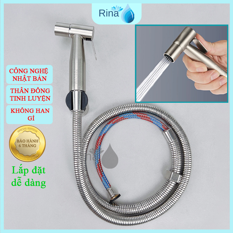 VĨNH VIỄN KHÔNG HAN GỈ Bộ Vòi Xịt Vệ Sinh Inox304 Cao Cấp RINA - Đầu xịt vệ sinh Inox 304 Cao Cấp