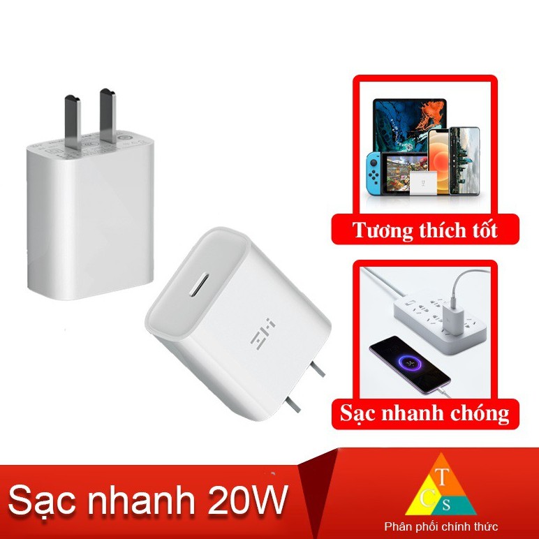 Củ sạc nhanh Xiaomi Zmi HA716 Type C 20W PD3.0 chuyên cho iphone đạt chứng nhận MFI