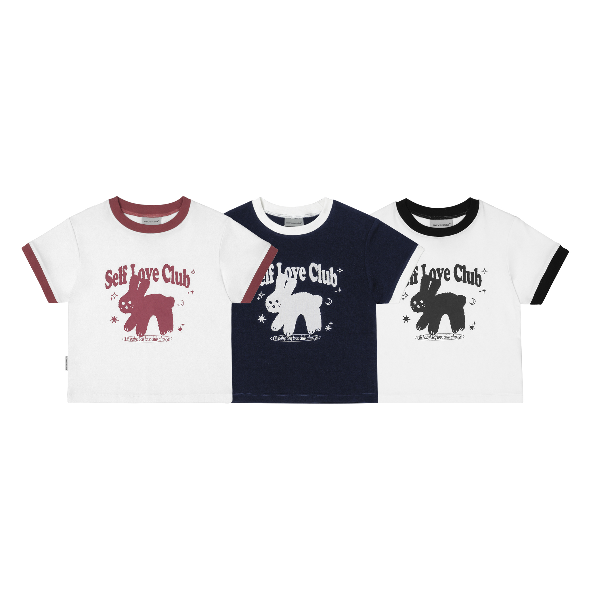 Áo croptop ringer "pixel bunny" slc