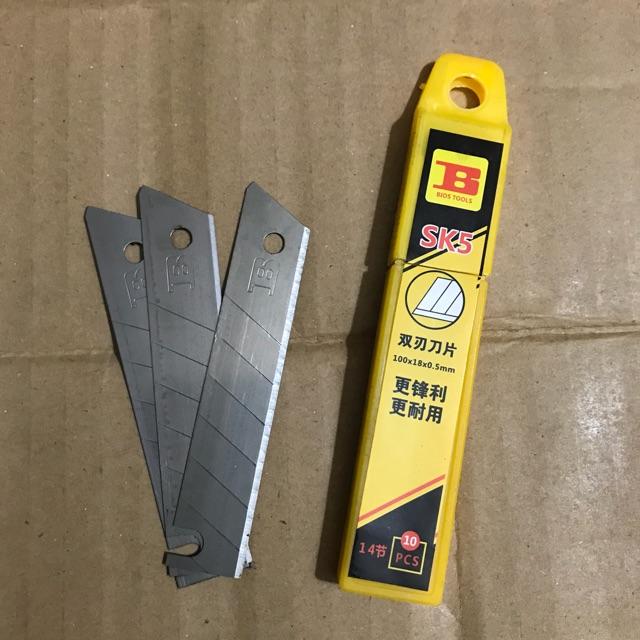 Bộ 10 hộp 100 lưỡi dao rọc giấy lưỡi cây sủi tường