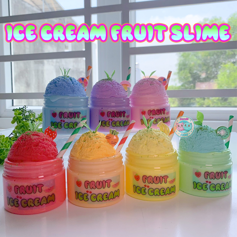 Combo 7 hộp basic/butter slime kem cầu vồng - đồ chơi chất nhờn chủ đề ice cream kèm charm dẻo,đẹp