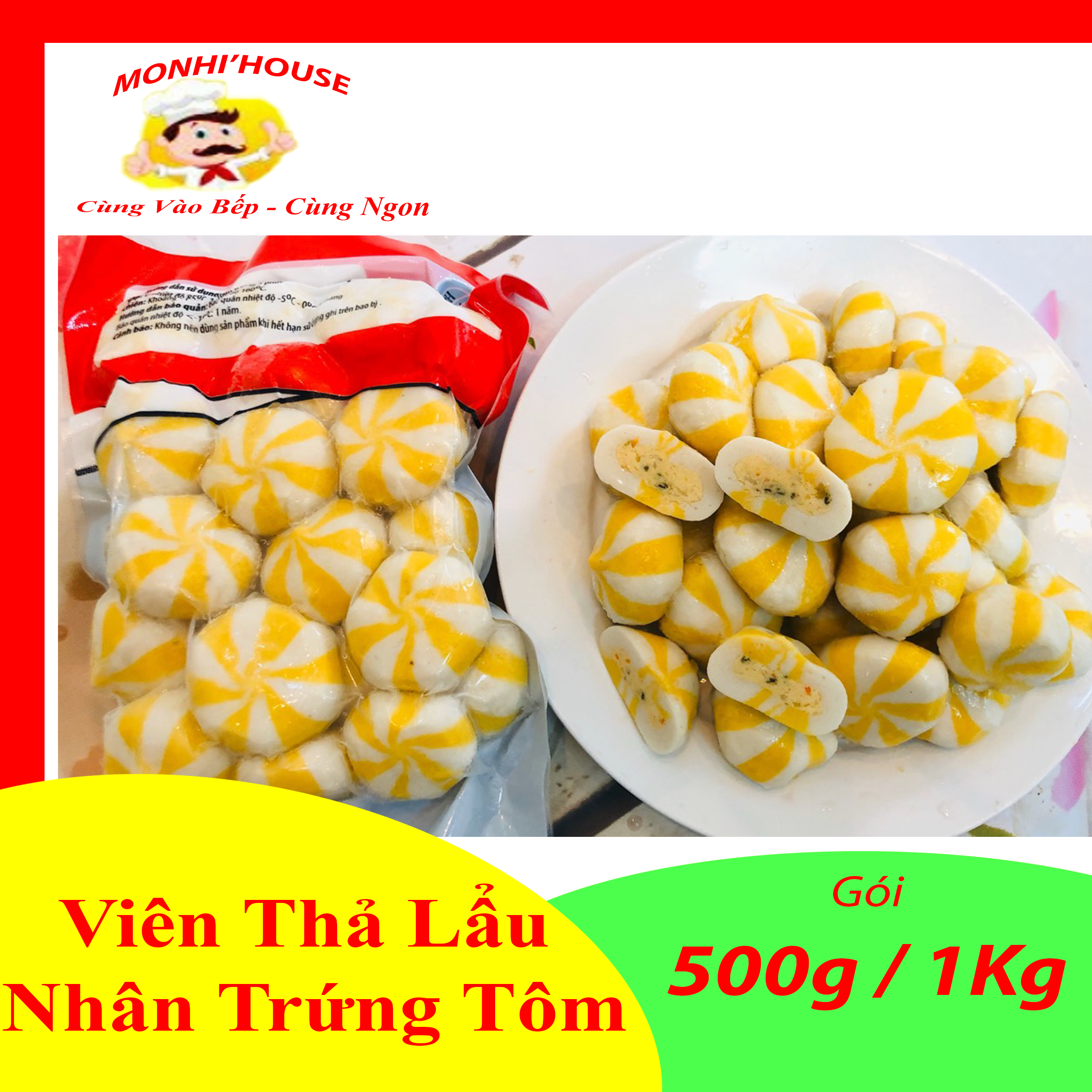 Viên thả lẩu nhân tôm và rong biển Gói 500g