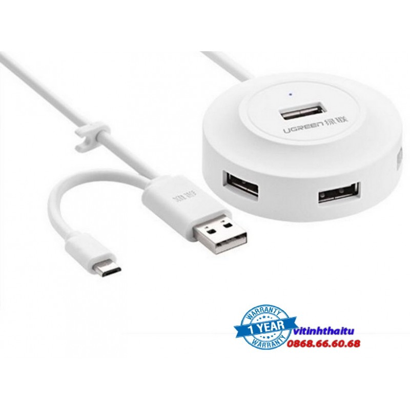 Bộ chia 4 cổng usb chính hãng ugreen 20271 hỗ trợ otg