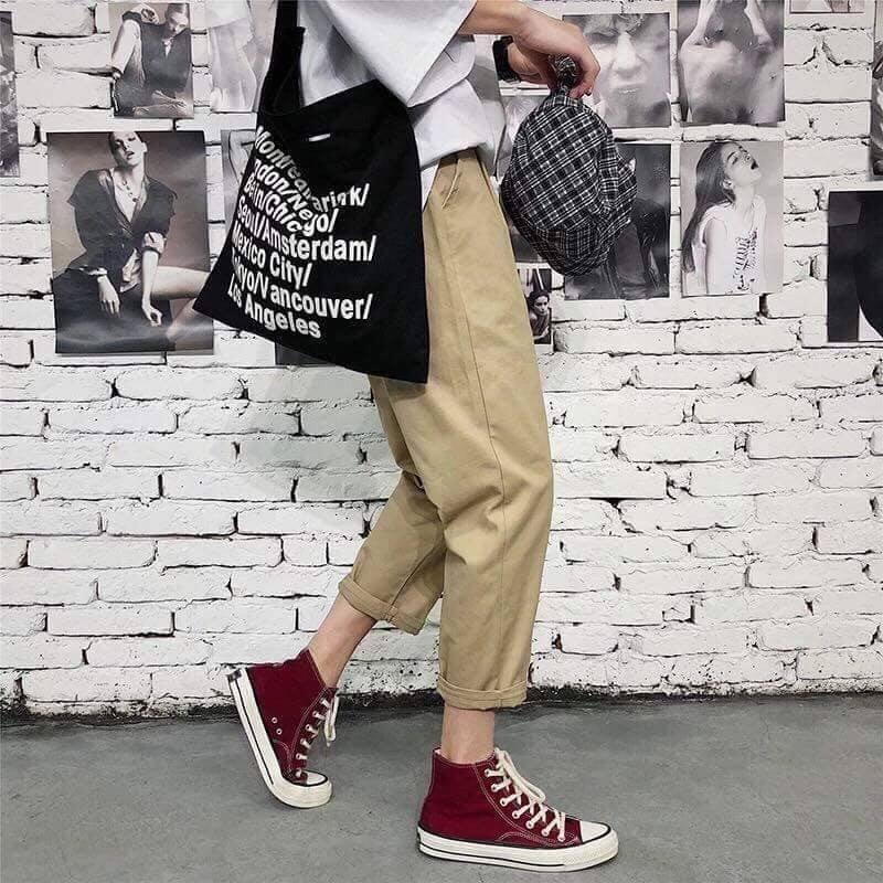 Quần bagy kaki basic pants cực chất