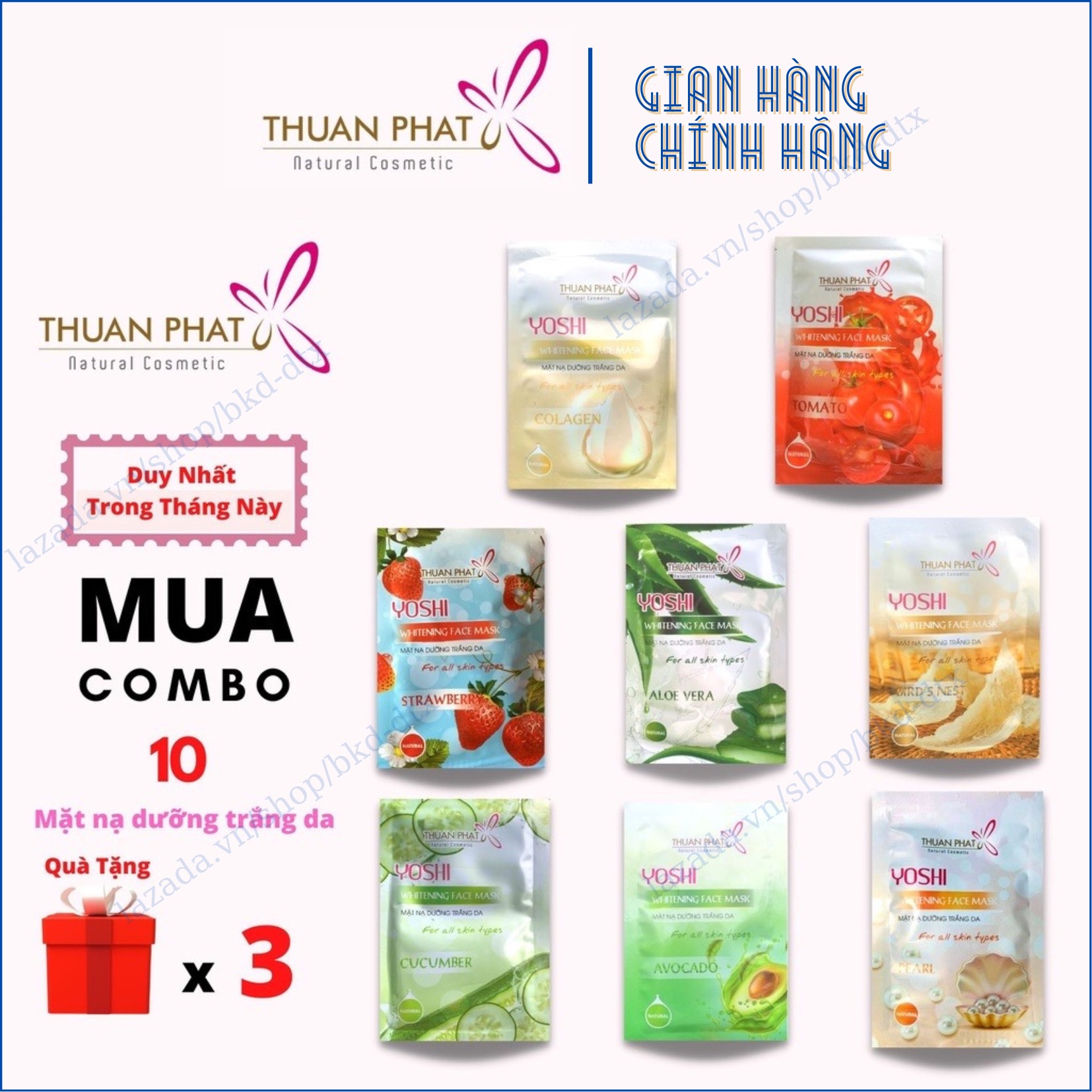 (COMBO 10 Tặng 3) Mặt nạ cấp ẩm - dưỡng trắng da Thuận Phát YOSHI